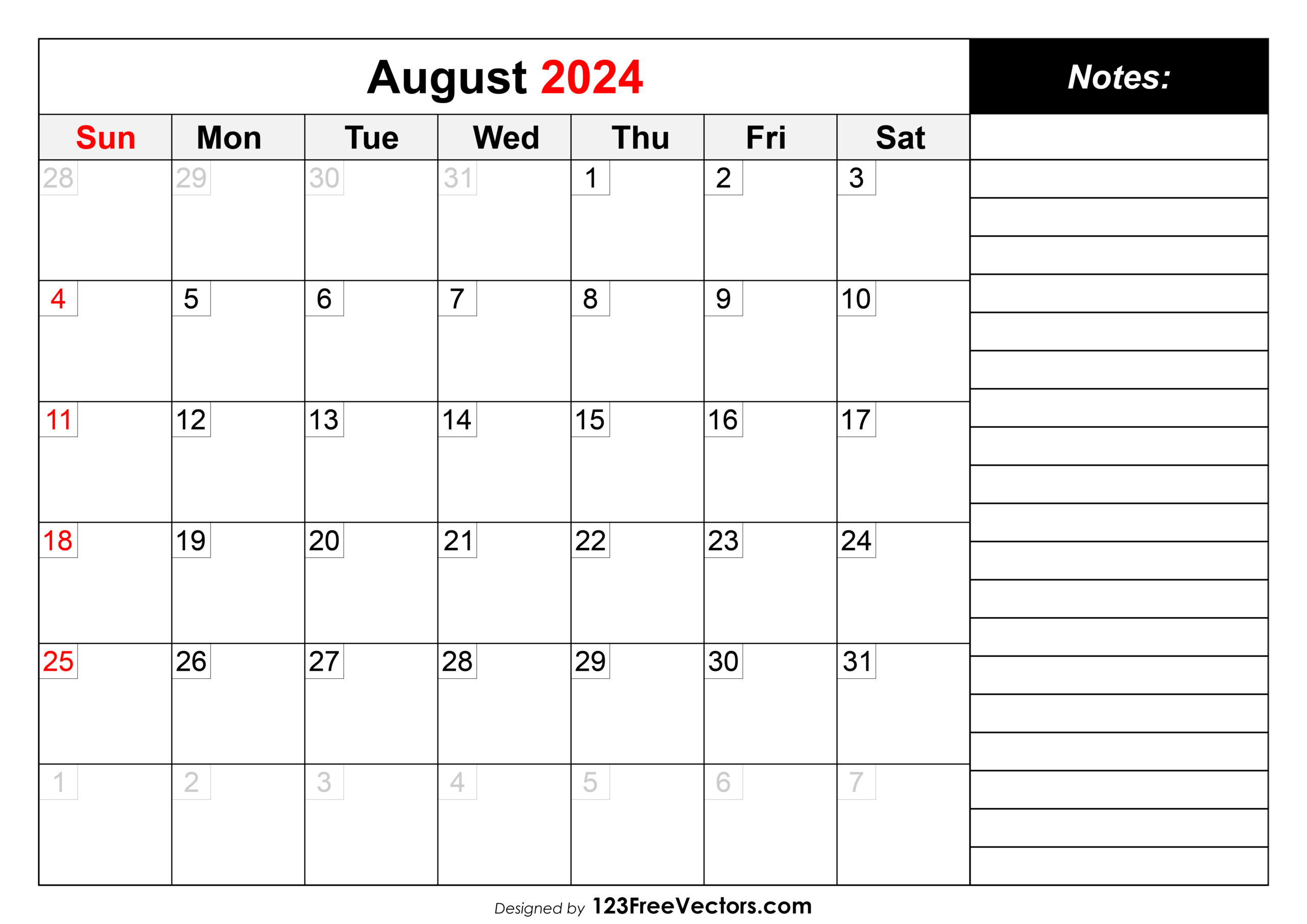 Free August 2024 Calendar with regard to 123 Calendar August 2024