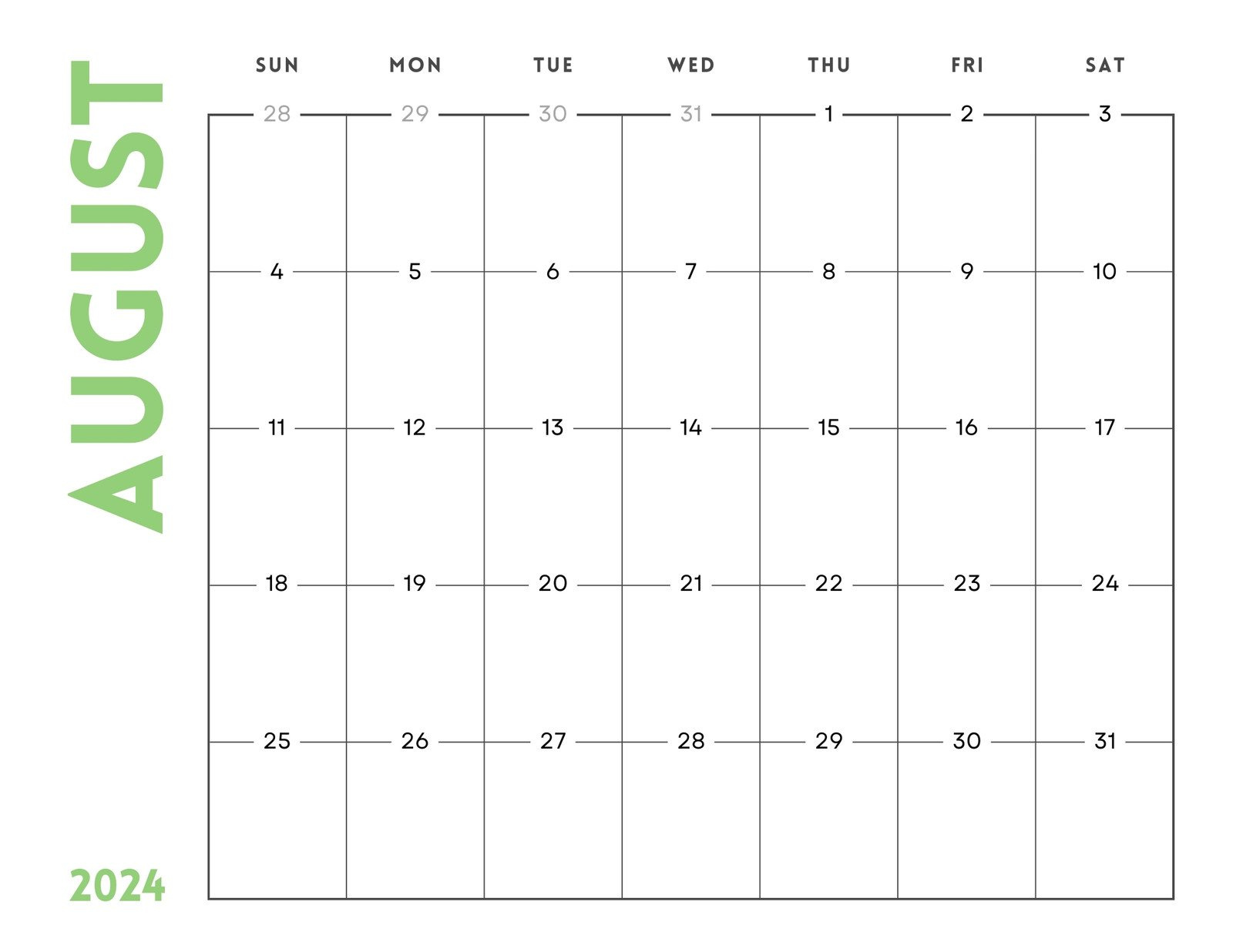 Free Printable August 2024 Calendar Templates | Canva for August 2024 Calendar Template