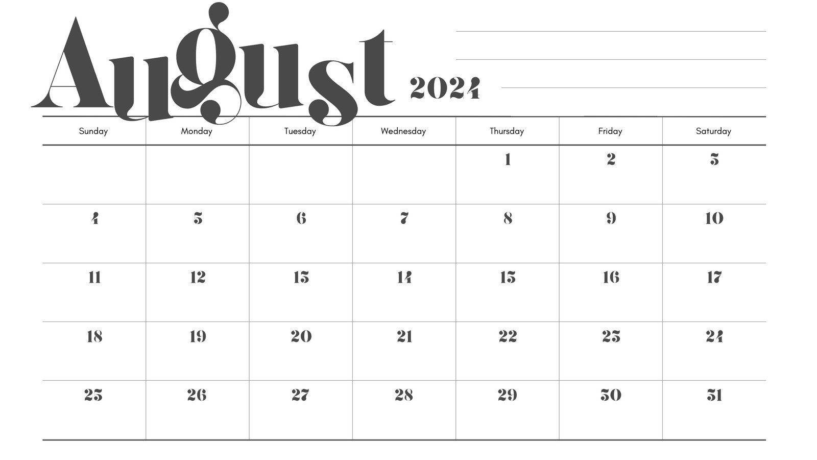 Free Printable August 2024 Calendar Templates | Canva for August Calendar Of 2024