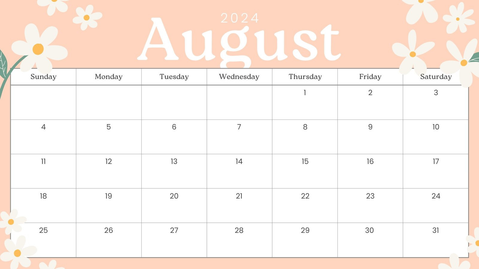 Free Printable August 2024 Calendar Templates | Canva with August Calendar Ideas 2024