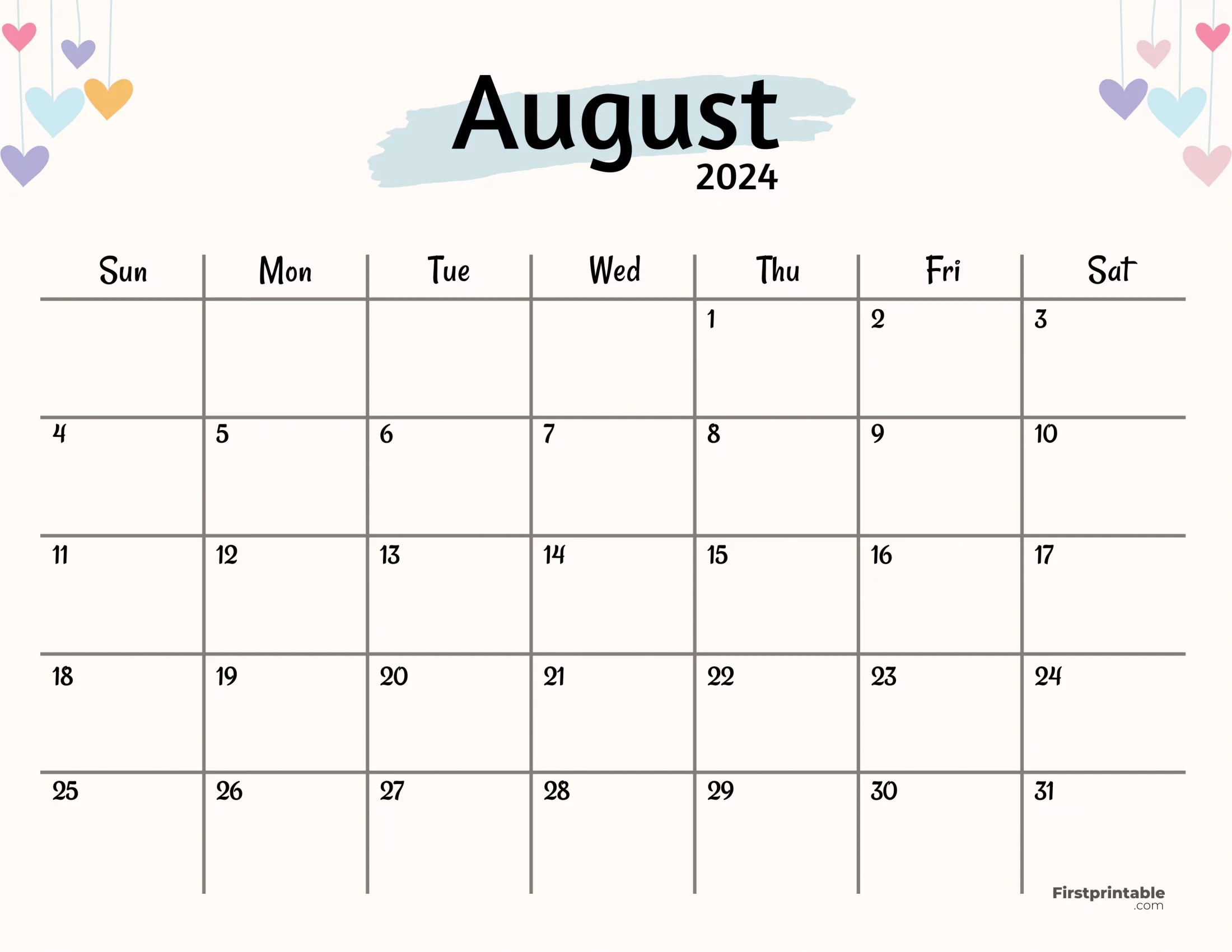 Free Printable &amp;amp; Fillable August Calendar 2024 with regard to August Calendar Blank 2024 Printable