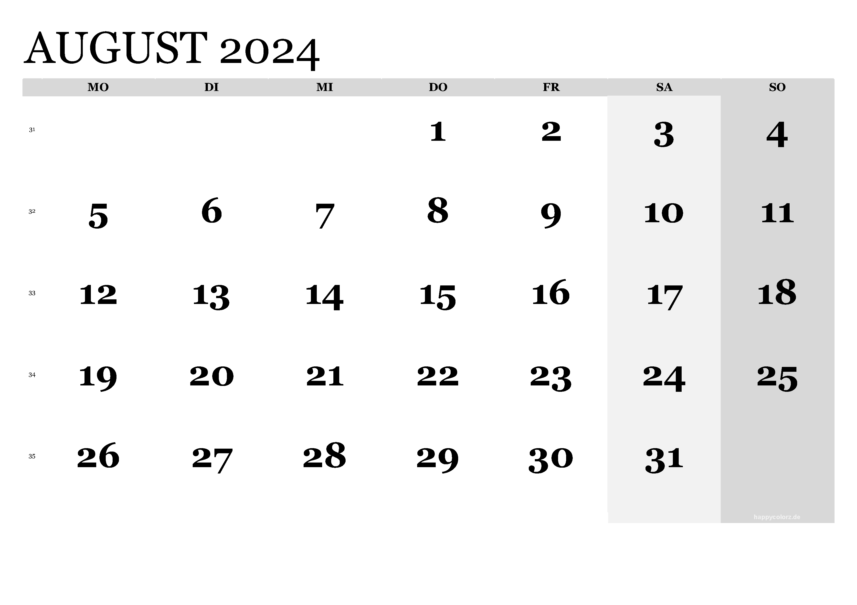 Kalender August 2024 Zum Ausdrucken (Pdf, Xls, Png) with regard to Calender August 2024