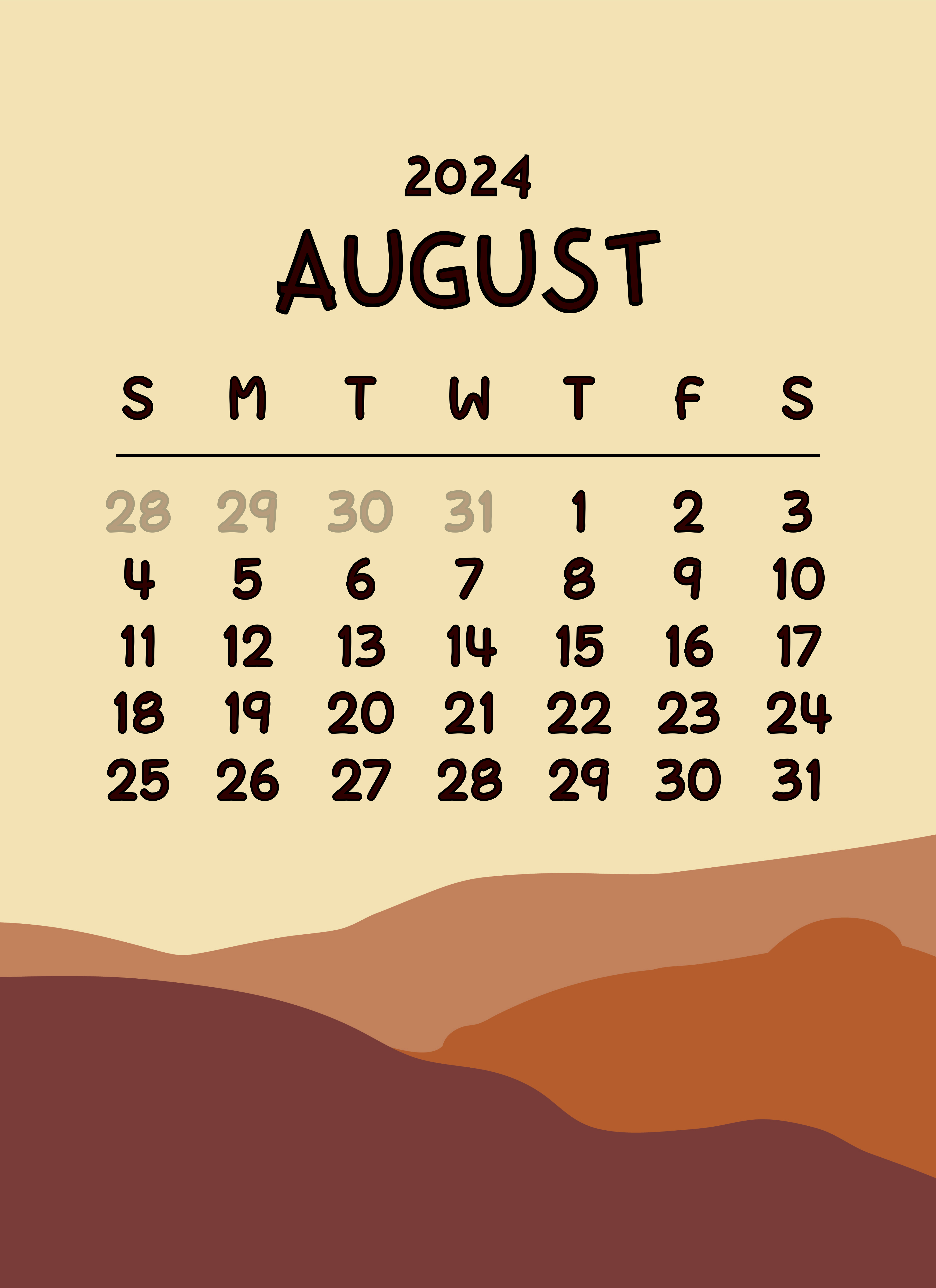 Monthly Calendar 2024, August Calendar 2024, August 2024, Calendar intended for August Calendar Themes 2024