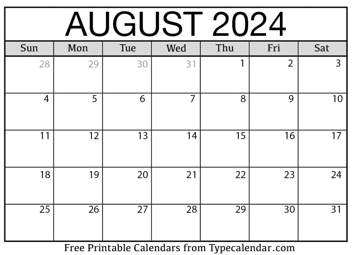 Monthly Calendars (2024) - Free Printable Calendar with regard to Google Calendar - August 2024