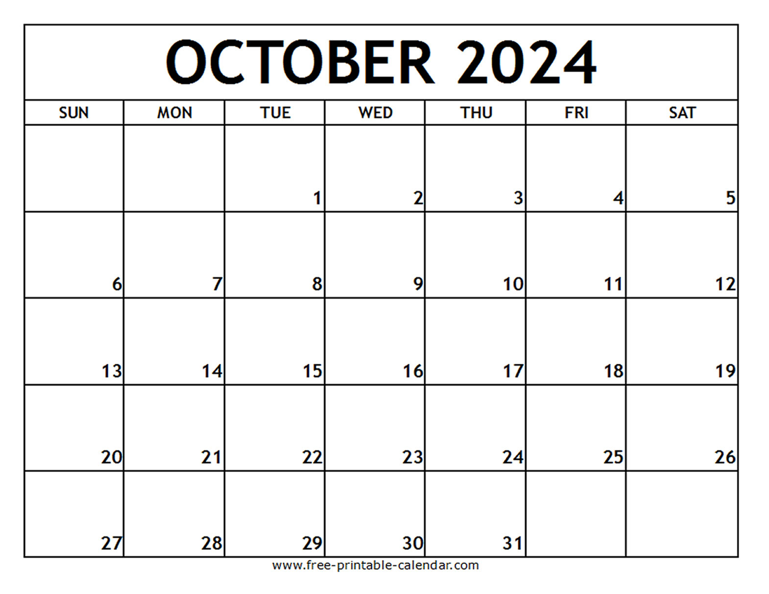 October 2024 Printable Calendar - Free-Printable-Calendar for August September October 2024 Calendar Printable Free