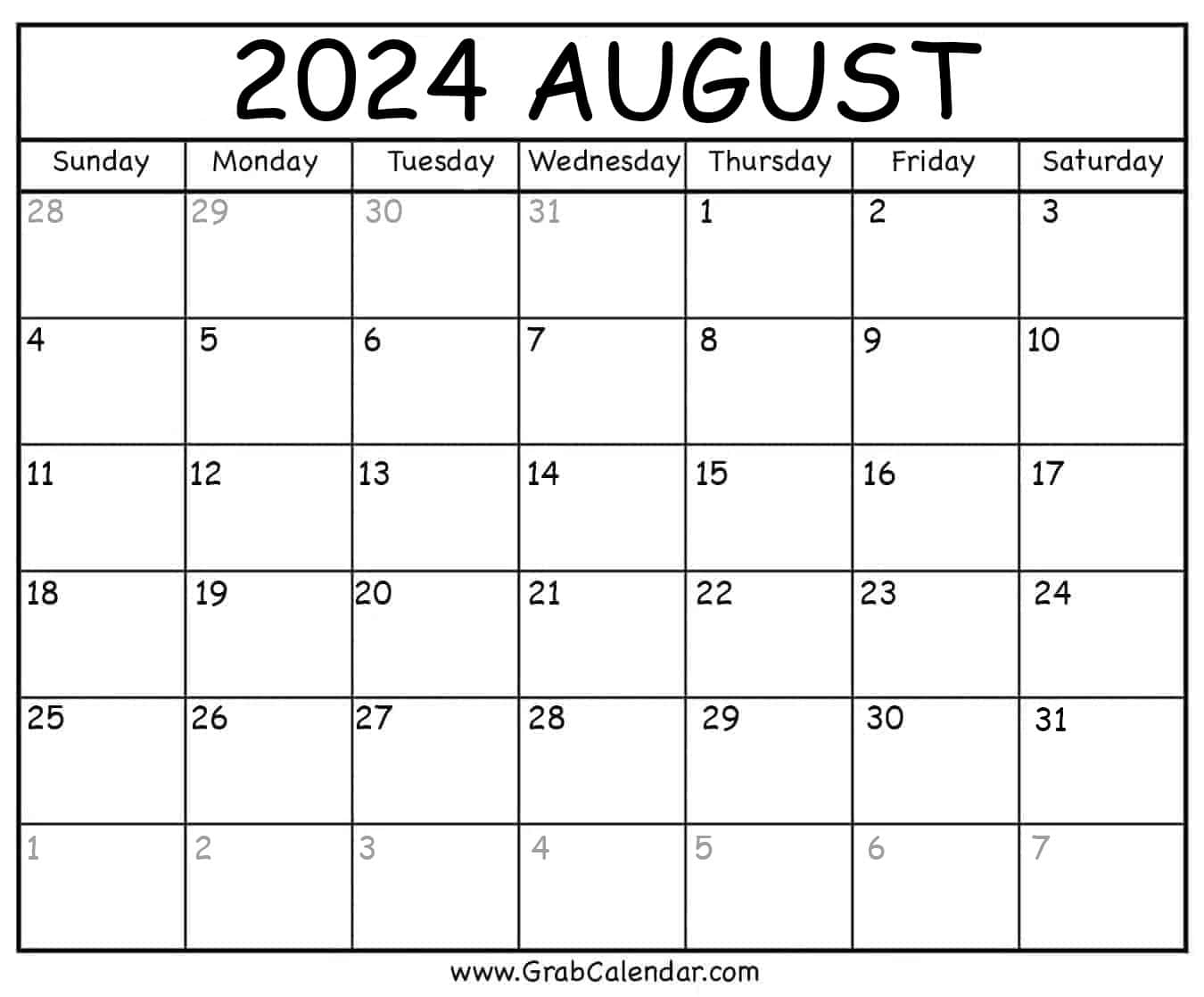 Printable August 2024 Calendar pertaining to Printable Calendar August To December 2024