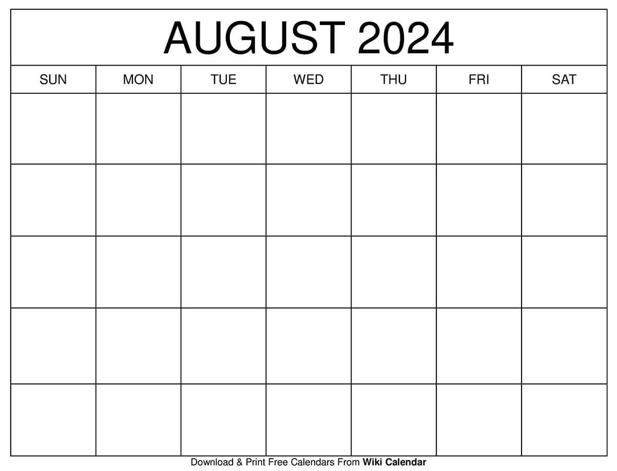 Printable August 2024 Calendar Templates With Holidays in Printable Calendar 2024 August September October