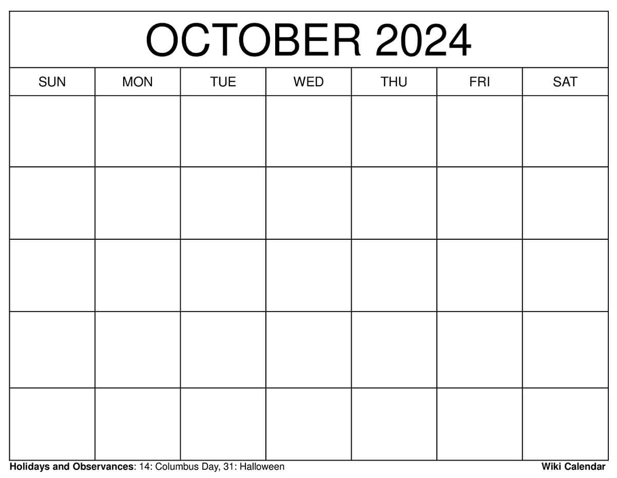 Printable October 2024 Calendar Templates With Holidays in August September October Calendar 2024 Printable