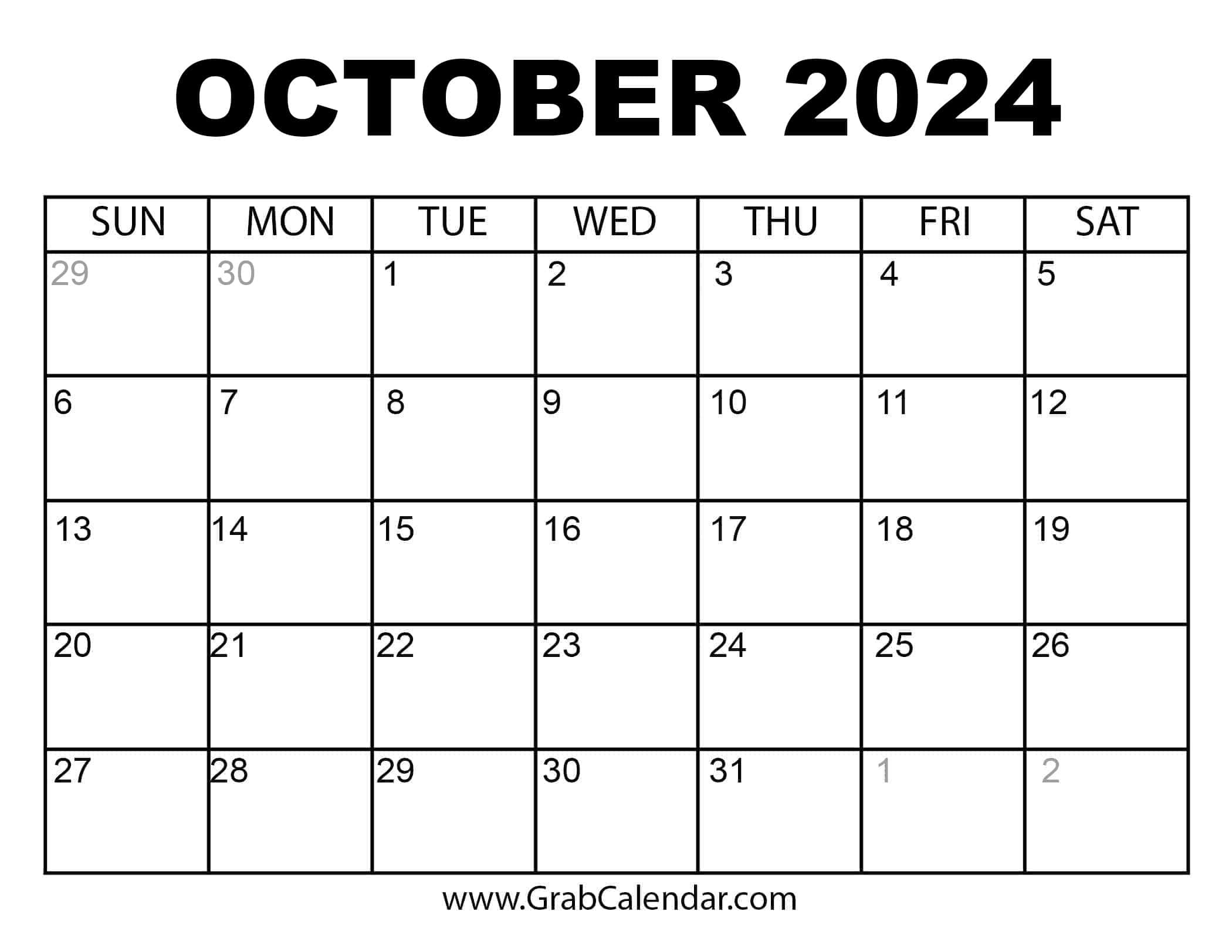 Printable October 2024 Calendar within Printable August September October 2024 Calendar