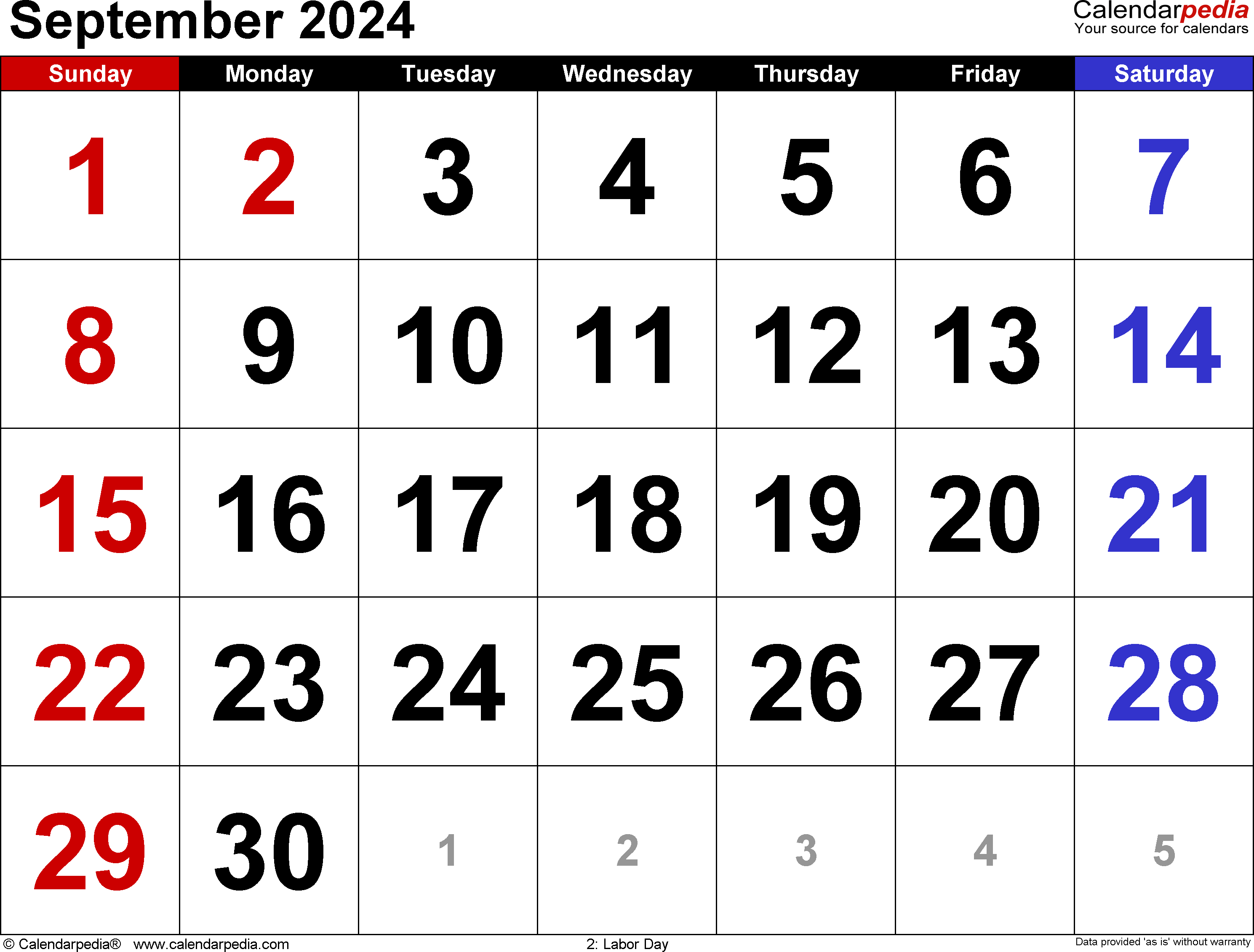 September 2024 Calendar | Templates For Word, Excel And Pdf in Calendar Of August And September 2024