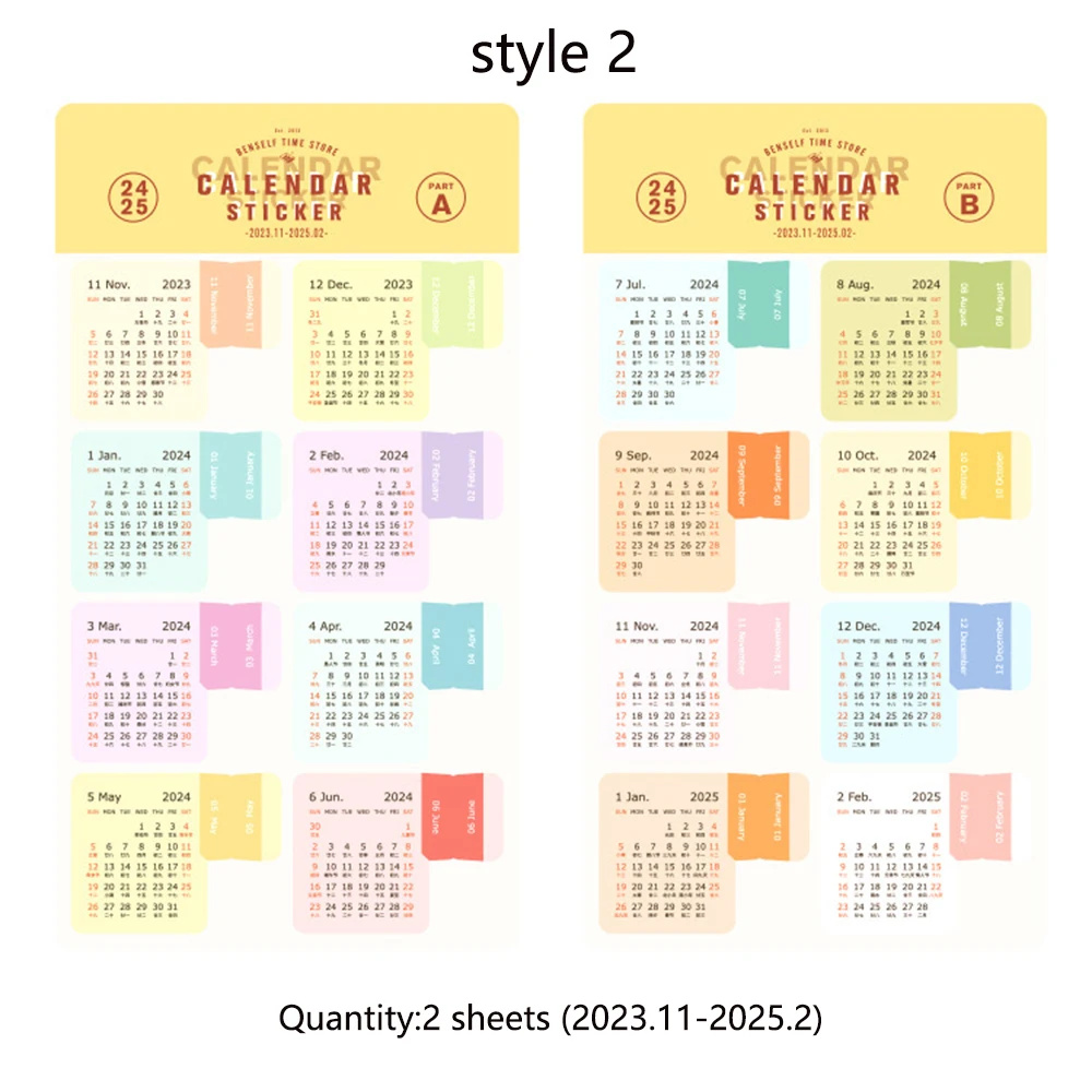 2 Sheets 2024 Calendar Index Stickers Planner Schedule Agenda in September Waterproof Calendar 2024