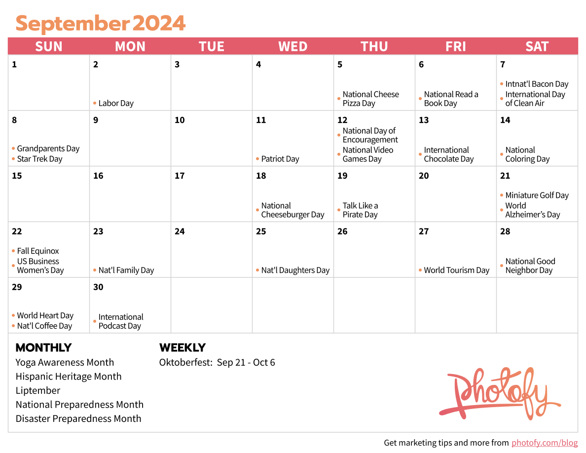 2024 Direct Sales Social Media Calendar - Photofy intended for September Social Media Calendar 2024