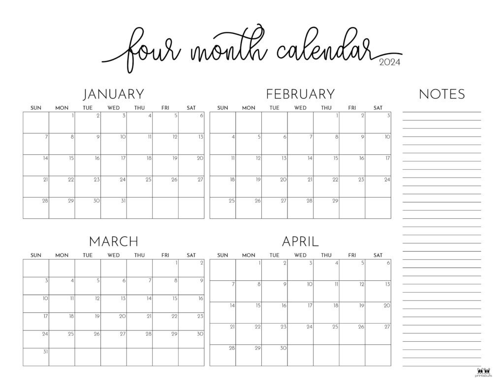 2024 Four Month Calendars - 18 Free Printables | Printabulls regarding 2 Month Calendar August September 2024