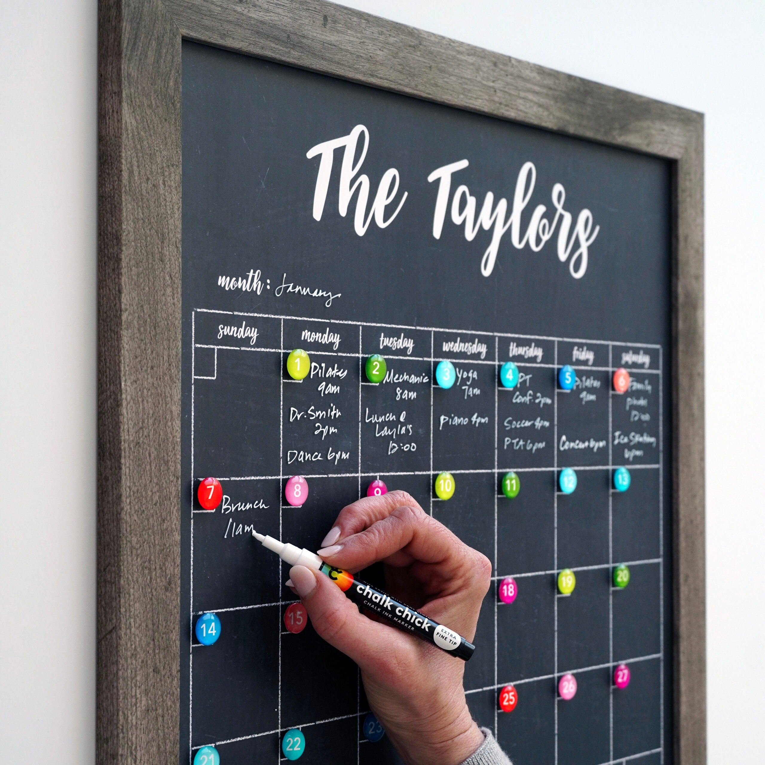 2024 Personalized Dry Erase Framed Monthly Calendar Medium in September 2024 Chalkboard Calendar Ideas