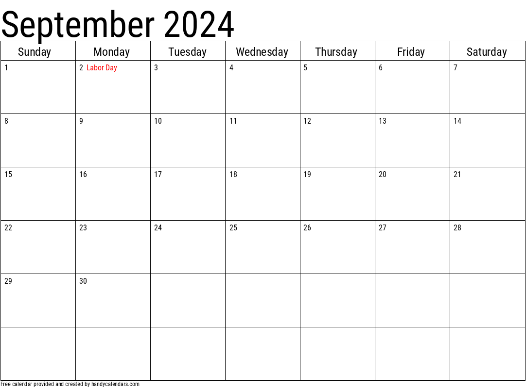 2024 September Calendars - Handy Calendars with September 2024 Calendar Labor Day