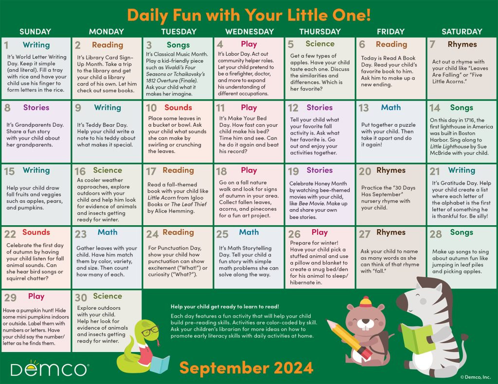 Activity Calendar Archives - Ideas &amp;amp; Inspiration From Demco in September 2024 Activity Calendar For Seniors