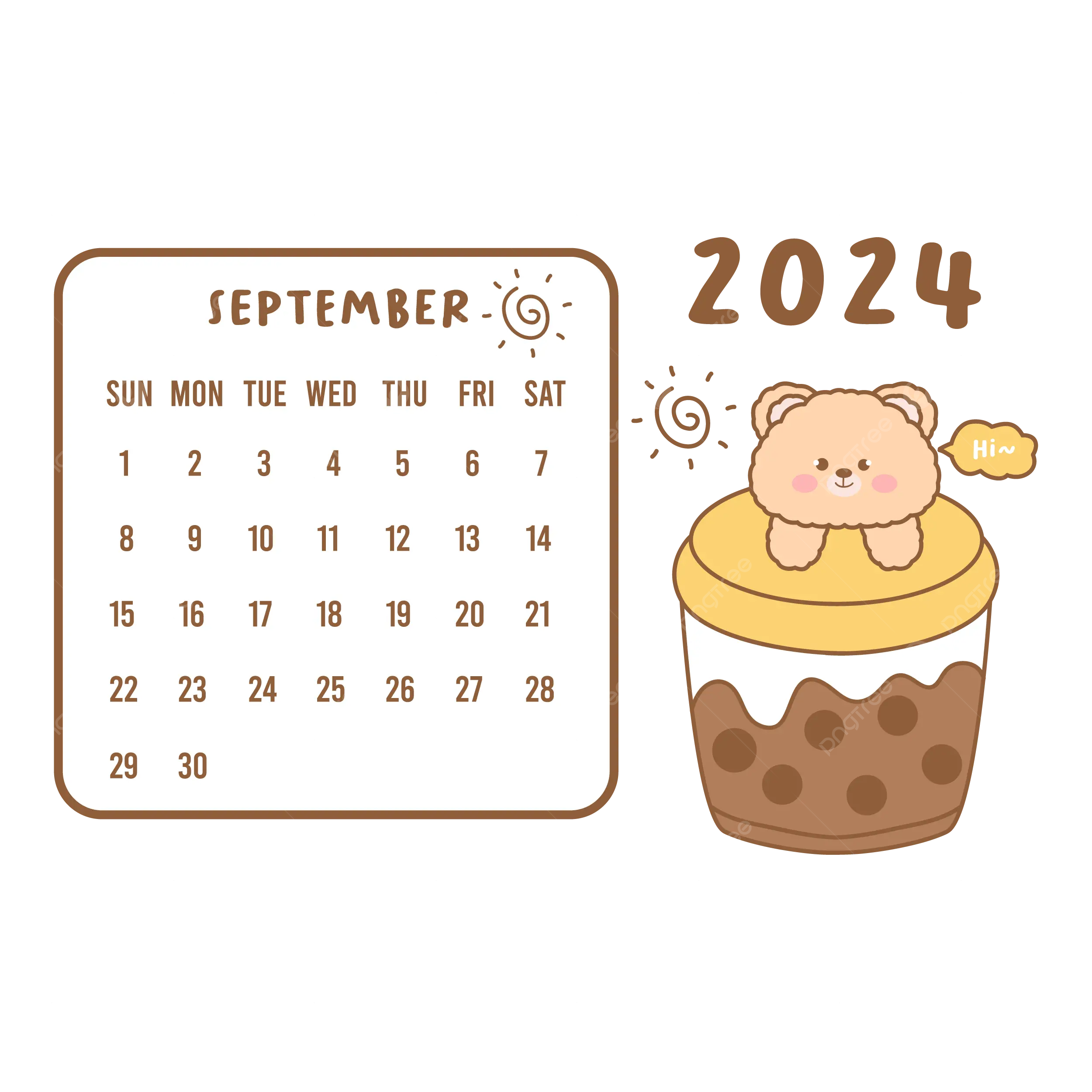 Cute Calendar September 2024 Vector, September, Calendar, Cute inside September Calendar 2024 Cute