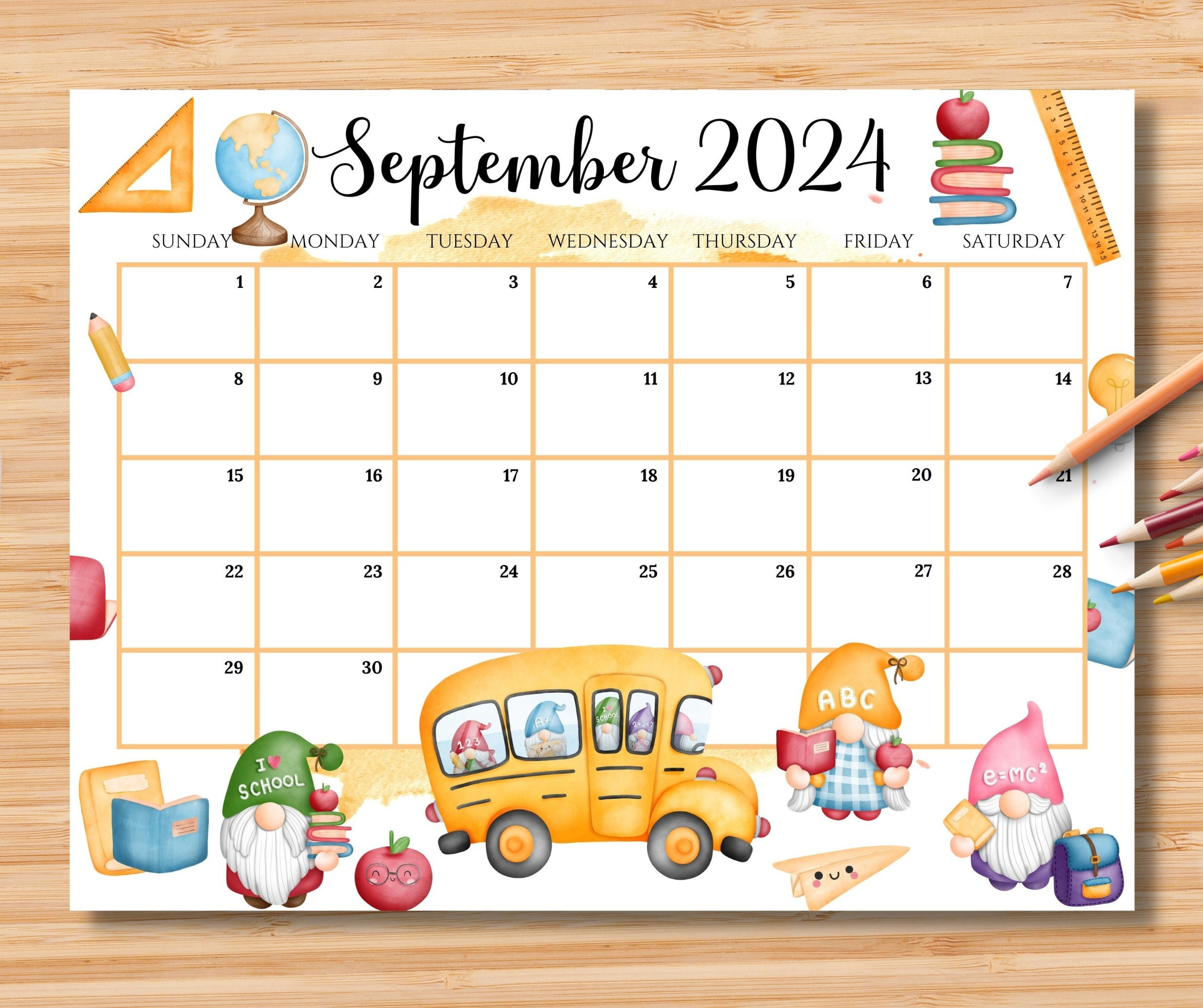 Editable September 2024 Calendar, Back To School Planner With Cute inside Cute September 2024 Calendar