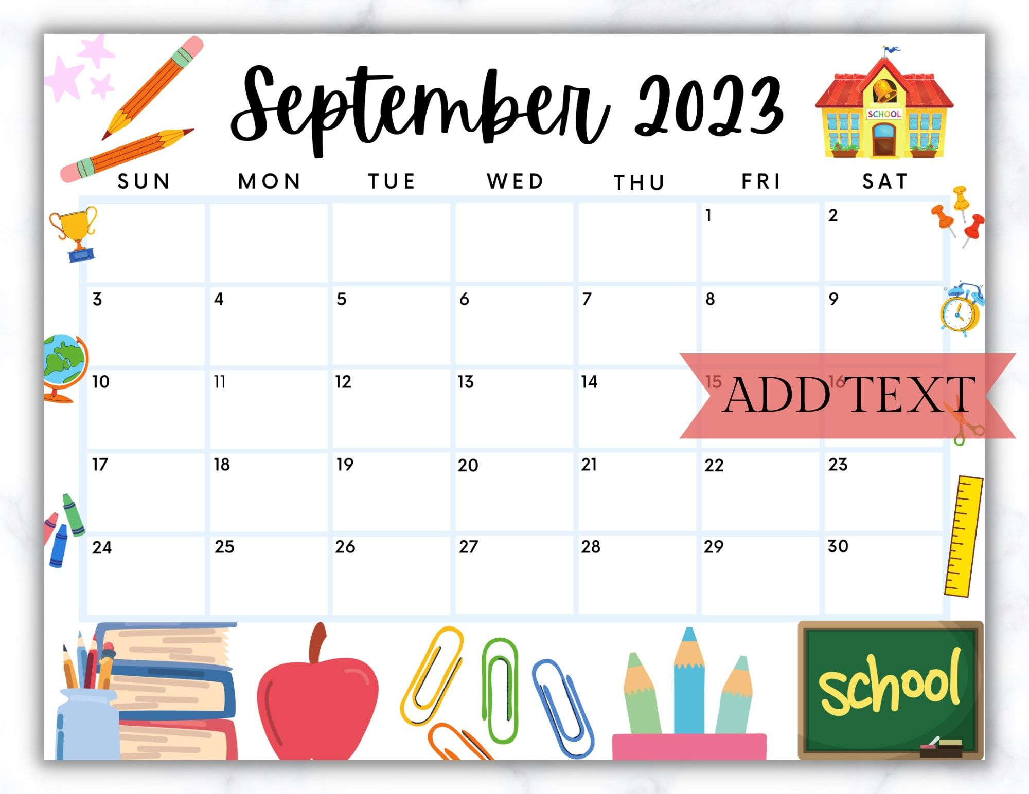 Editable September 2024 Calendar, Cute Printable Calendar, Back To in Editable September 2024 Calendar