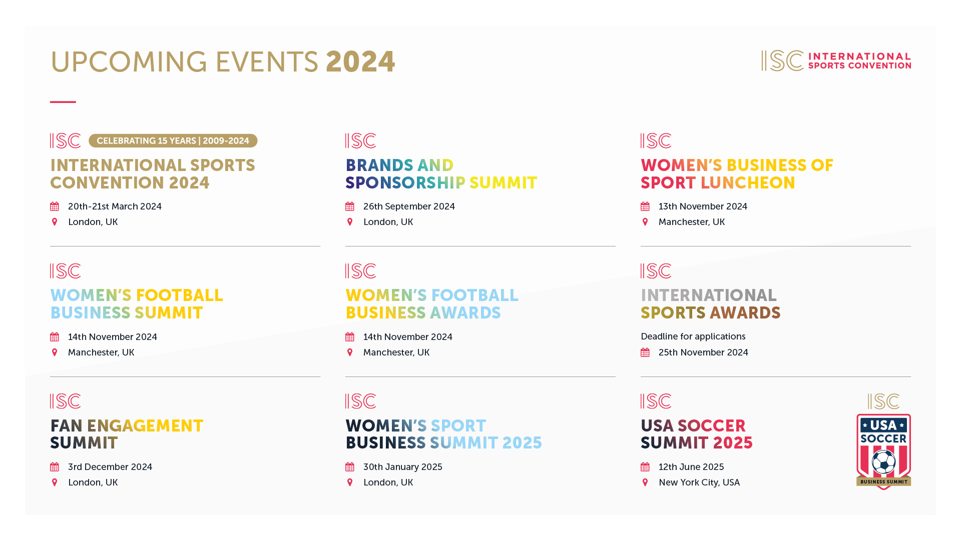 Events Calendar 2024 Overview - International Sports Convention intended for Calendar Of Events For September 2024