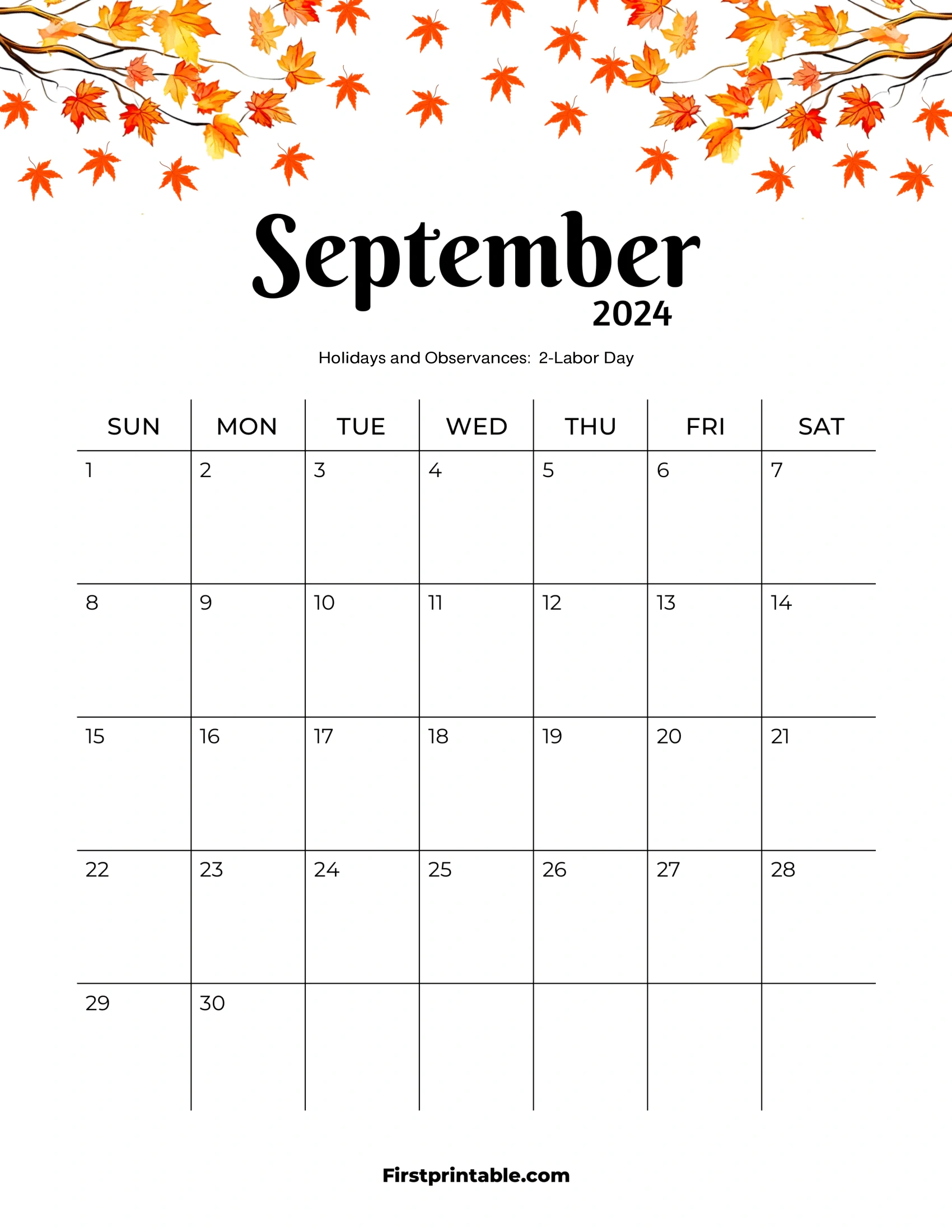 September 2024 Calendar Vertical | Printable Calendar 2024