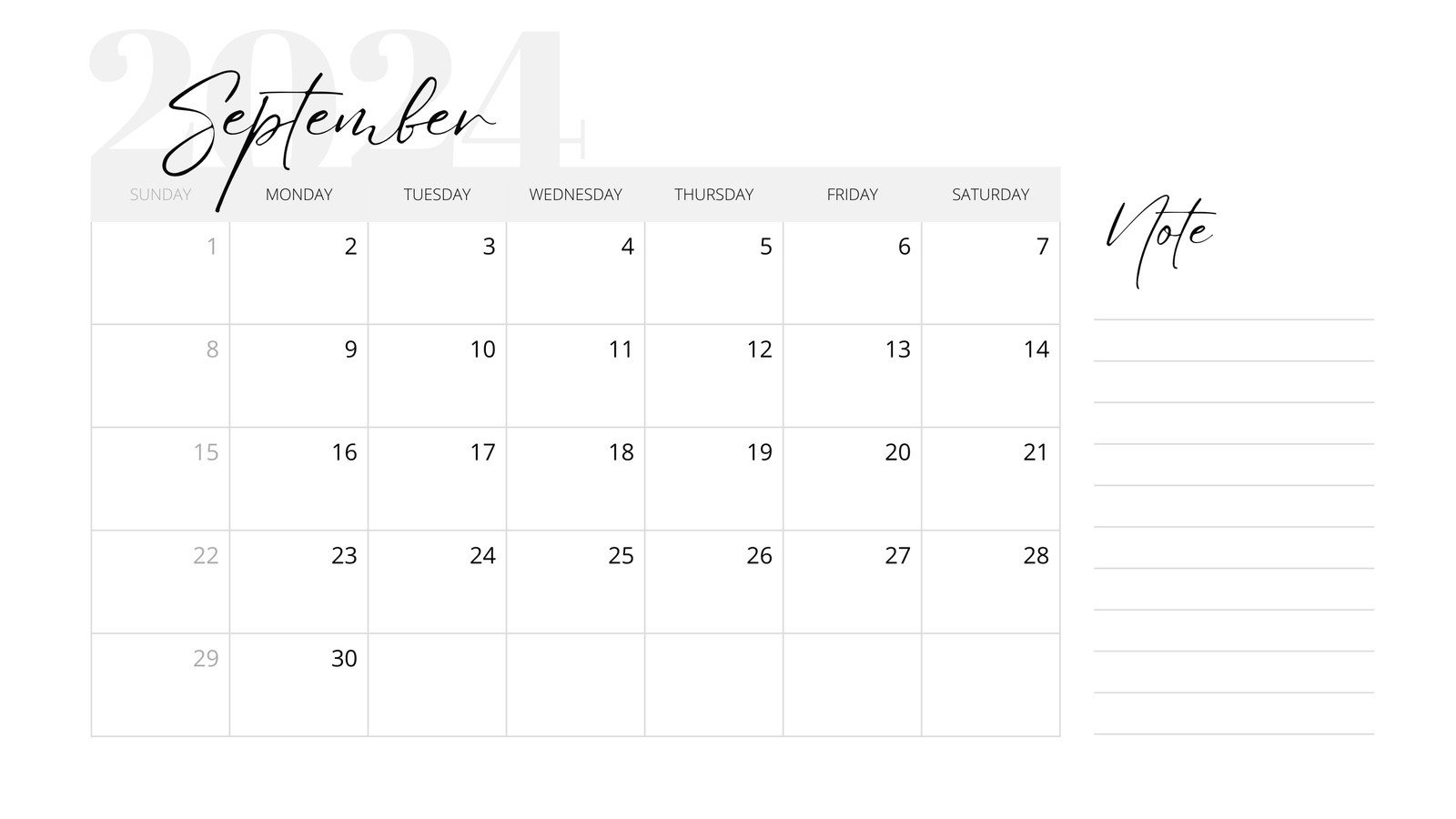 Free Printable September 2024 Calendar Templates | Canva for Printable Blank Calendar September 2024