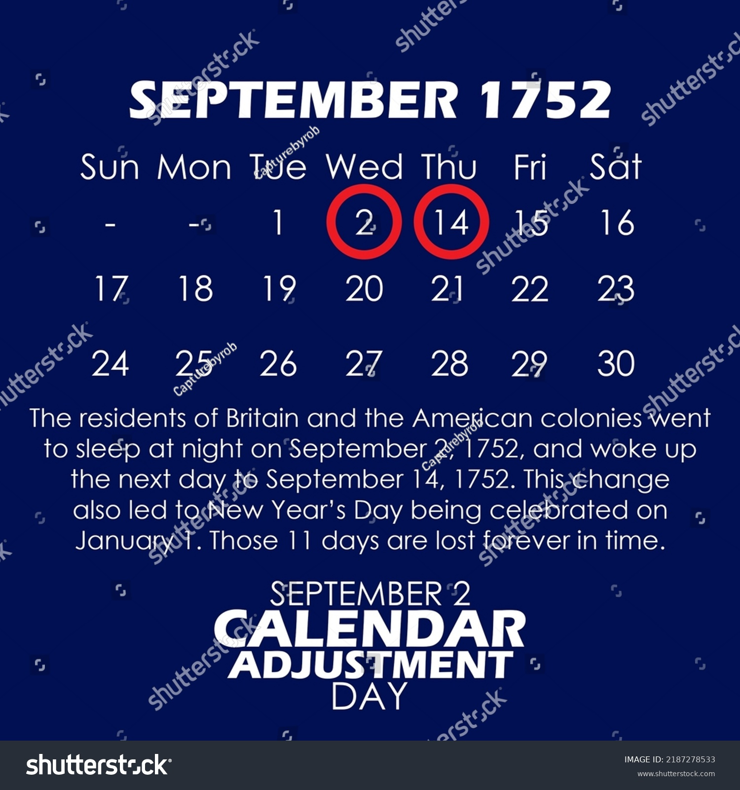 Illustration Calendar Year 1752 September Bold Stock Vector for 1752 Calendar September Month