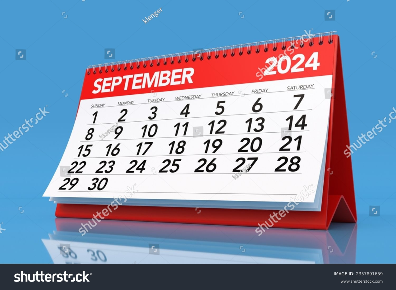 Kalender September 2024. Einzeln Auf Blauem: Stockillustration throughout September 2024 Calendar Clip Art