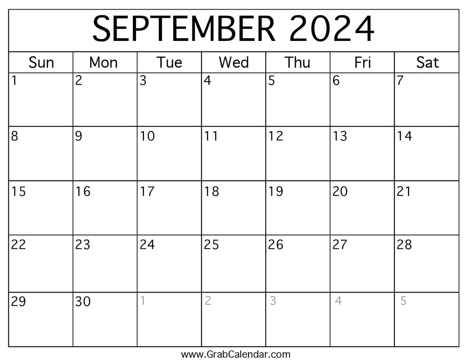 Printable September 2024 Calendar for Calendar Template September 2024