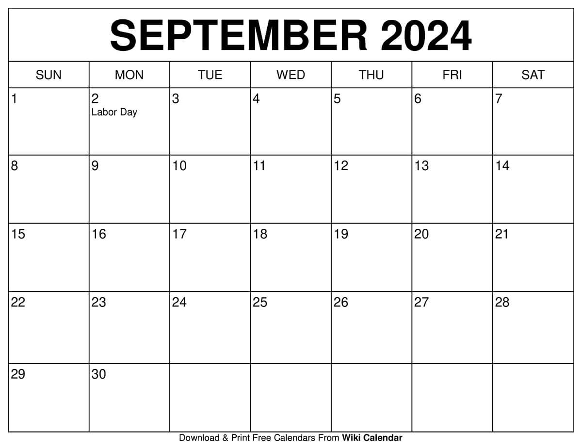 Printable September 2024 Calendar Templates With Holidays inside Free Printable Calendar September 2024 Wiki