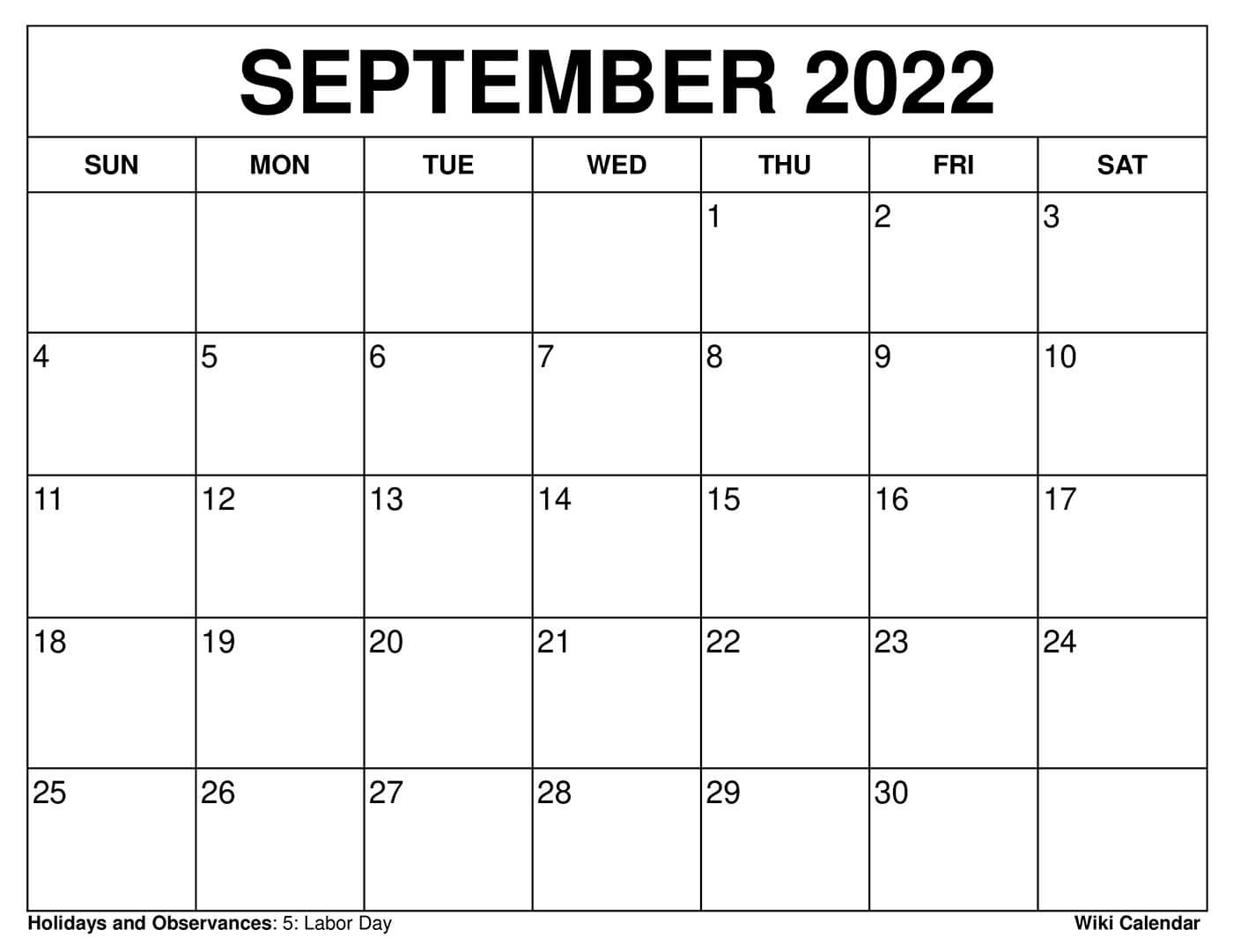 Printable September 2024 Calendar Templates With Holidays regarding September 2024 Printable Calendar Wiki