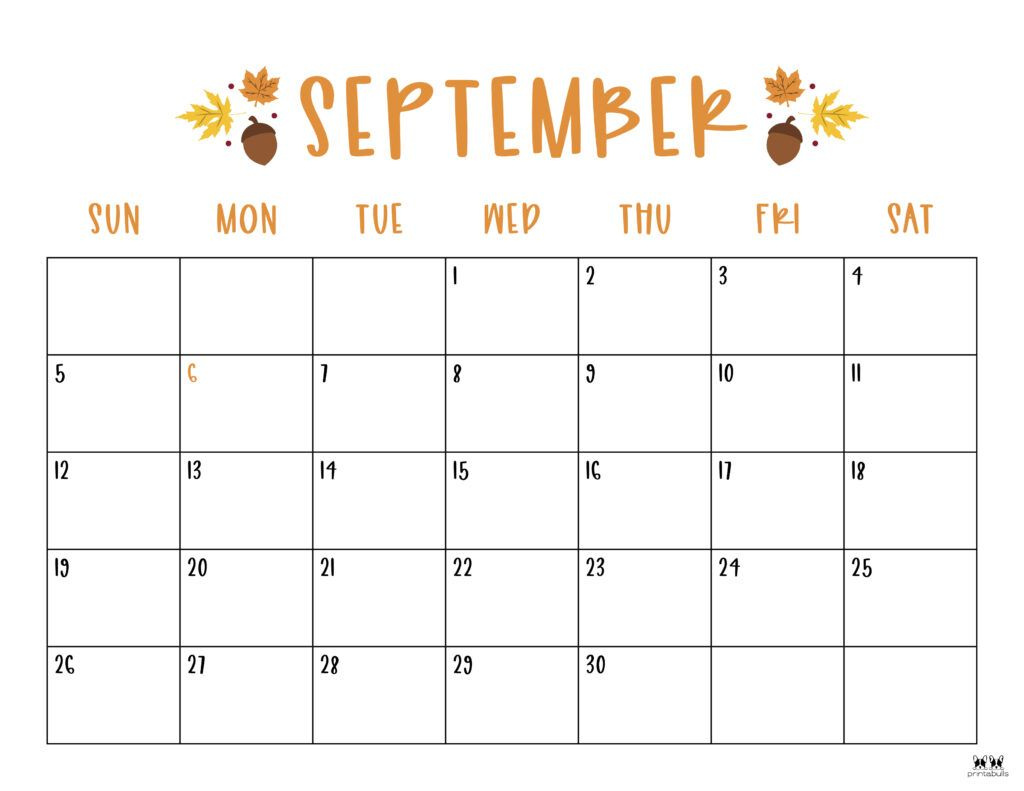 September 2021 Calendars - 15 Free Printables | Printabulls throughout September 2024 Calendar With Holidays Printable Free