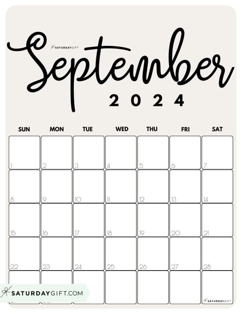 September 2024 Calendar - 20 Cute &amp;amp; Free Printables | Saturdaygift throughout September 2024 Vertical Calendar