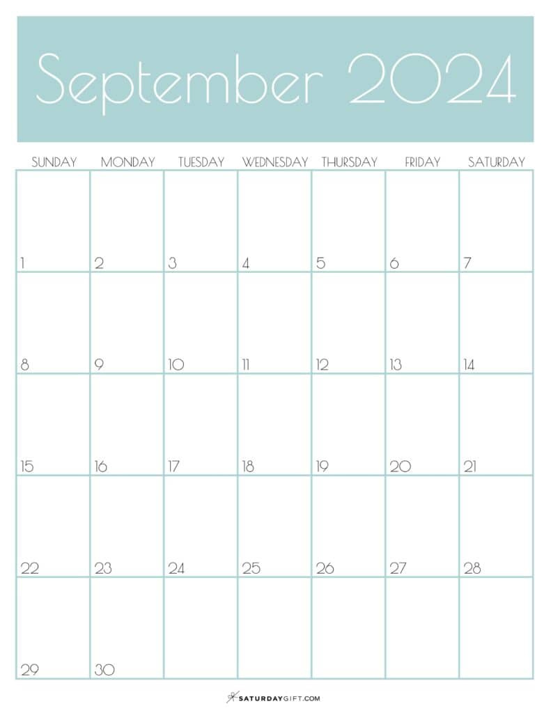 September 2024 Calendar - 20 Cute &amp;amp; Free Printables | Saturdaygift within September 2024 Calendar Printable Portrait