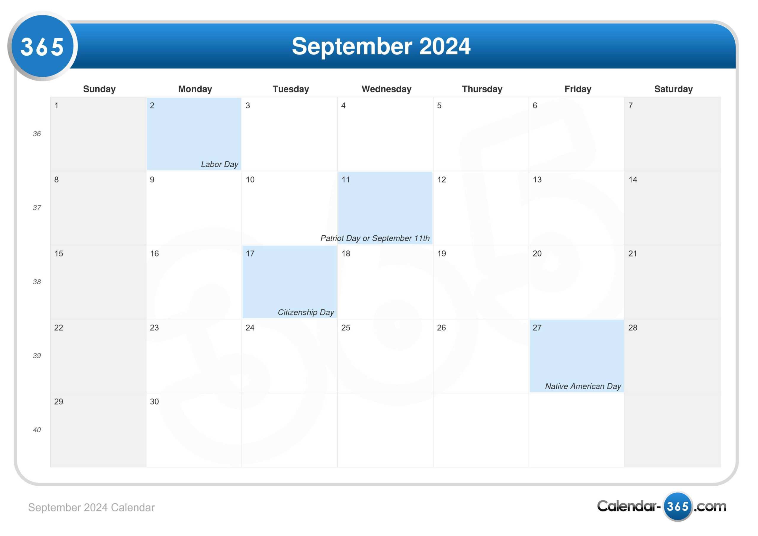 September 2024 Calendar for Vegas Calendar September 2024