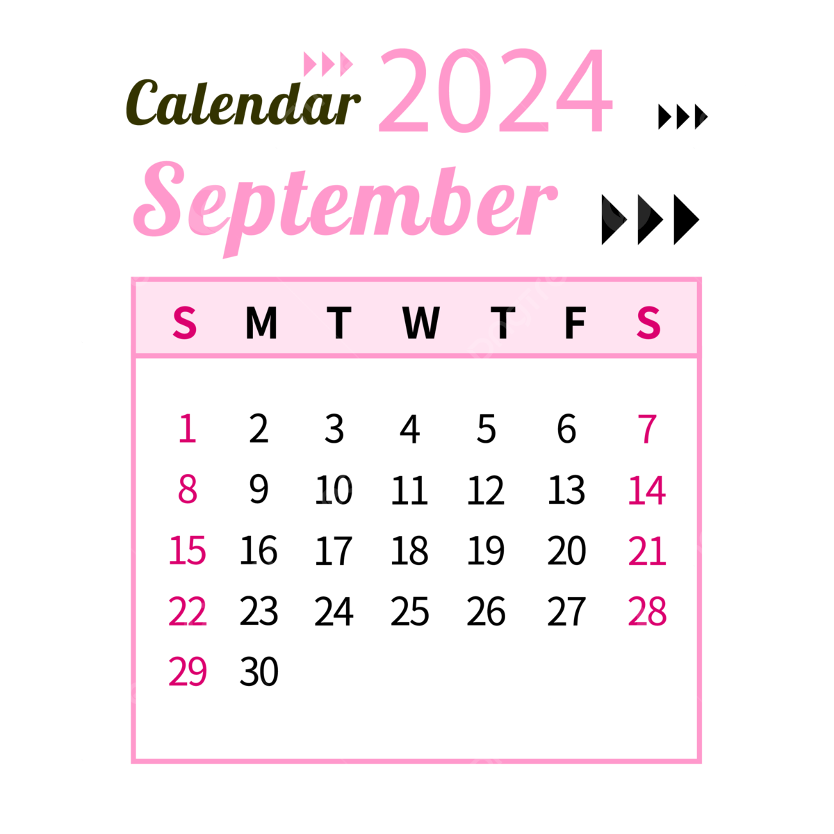 September 2024 Calendar Png Transparent Images Free Download pertaining to September 2024 Calendar Clipart