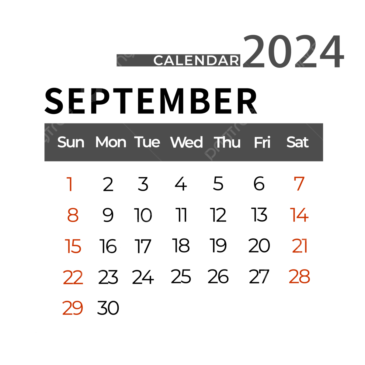 September 2024 Calendar Simple, Two Thousand And Twenty Four intended for September 2024 Calendar Png