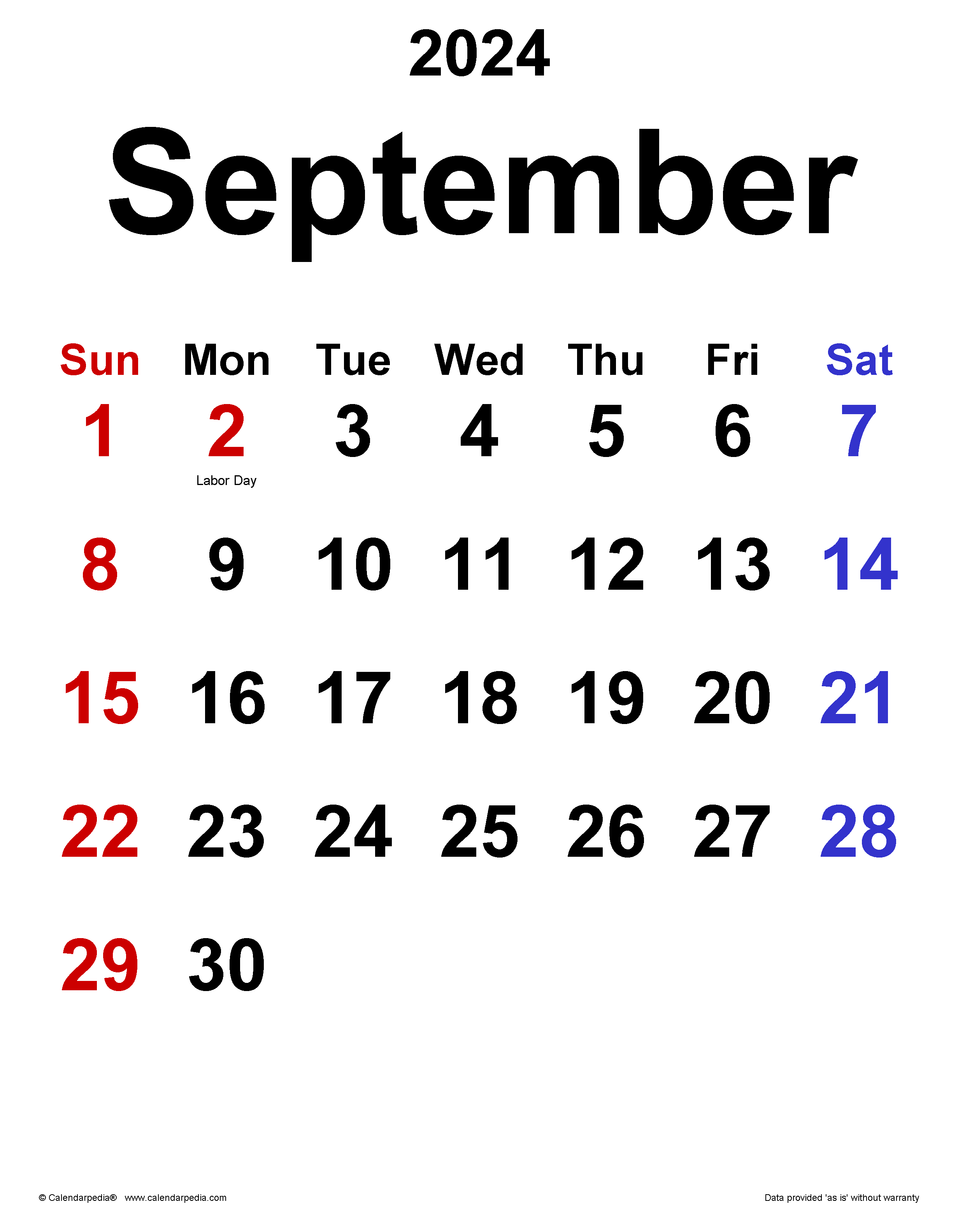 September 2024 Calendar | Templates For Word, Excel And Pdf pertaining to September Month 2024 Calendar