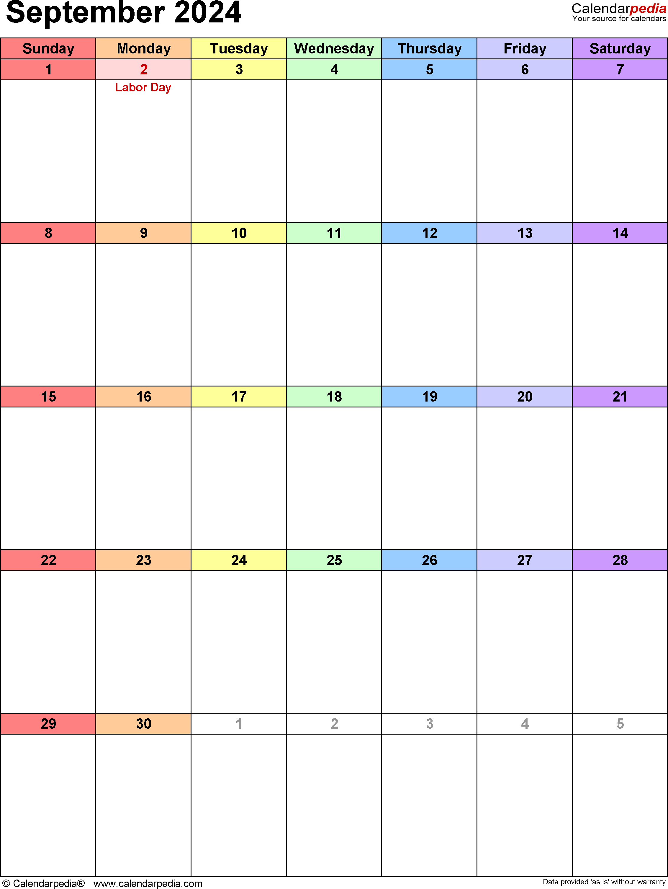 September 2024 Calendar | Templates For Word, Excel And Pdf within September 2024 Calendar Portrait