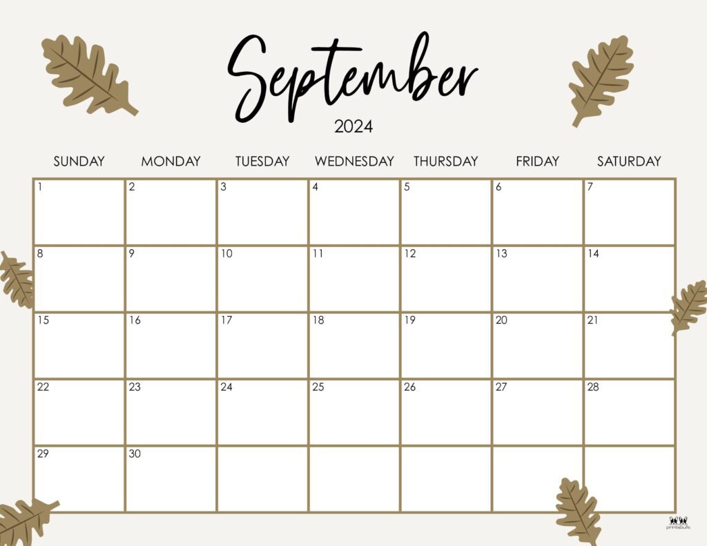 September 2024 Calendars - 50 Free Printables | Printabulls for Cute Calendar September 2024