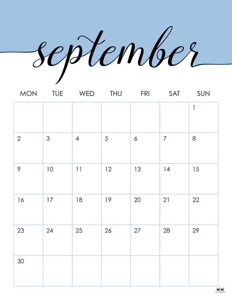 September 2024 Calendars - 50 Free Printables | Printabulls for Pdf Calendar September 2024