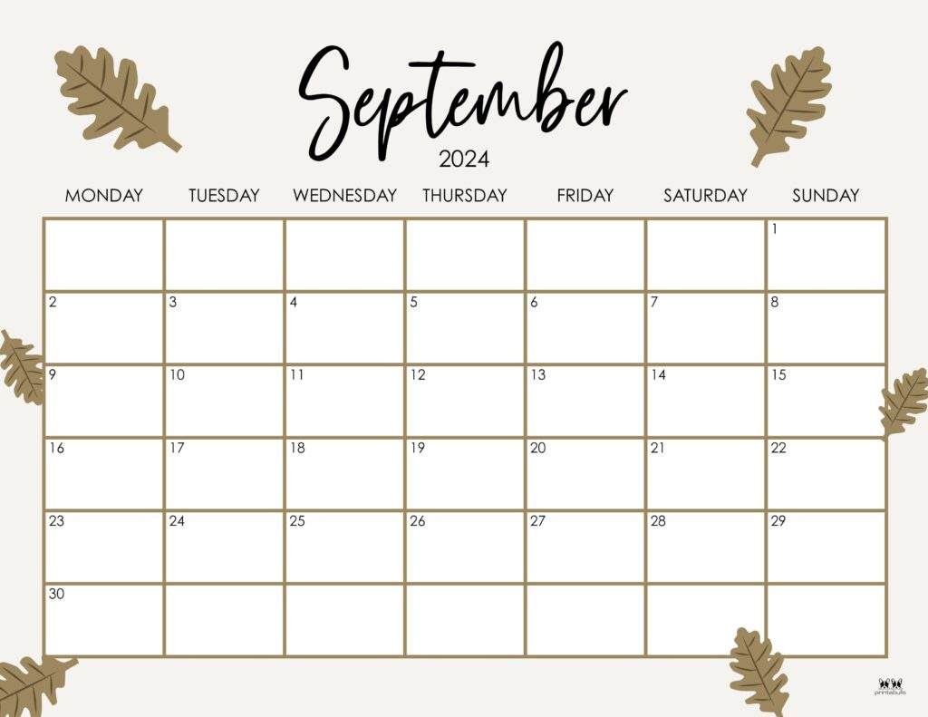 September 2024 Calendars - 50 Free Printables | Printabulls for September 2024 Calendar Page Printable