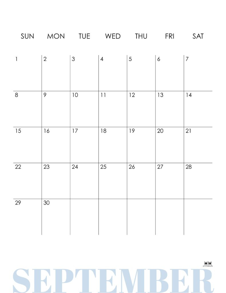 September 2024 Calendars - 50 Free Printables | Printabulls in Vertical September 2024 Calendar