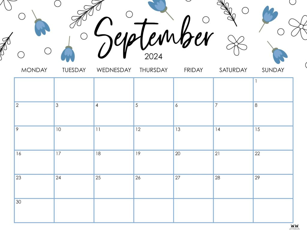 September 2024 Calendars - 50 Free Printables | Printabulls inside Cute Calendar September 2024