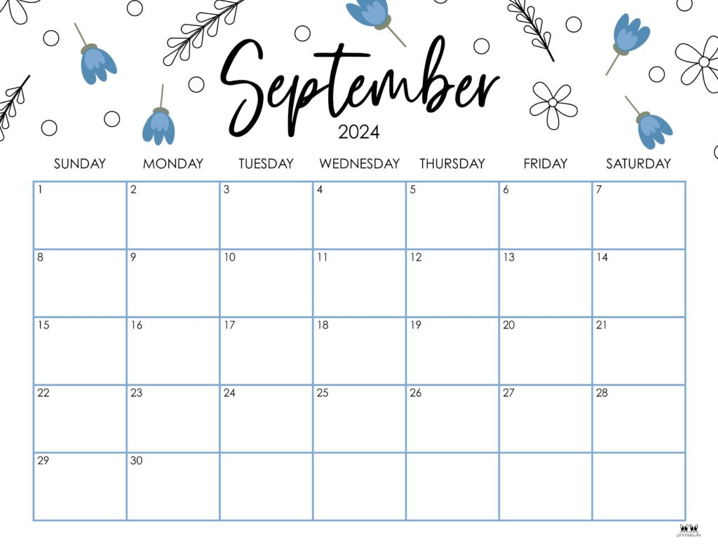 September 2024 Calendars - 50 Free Printables | Printabulls pertaining to Free Cute Printable Calendar September 2024