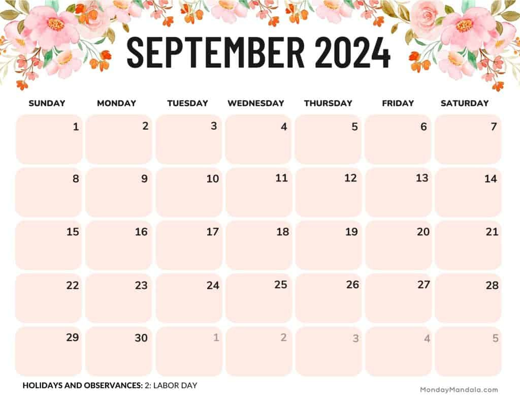 September 2024 Calendars (52 Free Pdf Printables) for September Printable Calendar 2024 Free