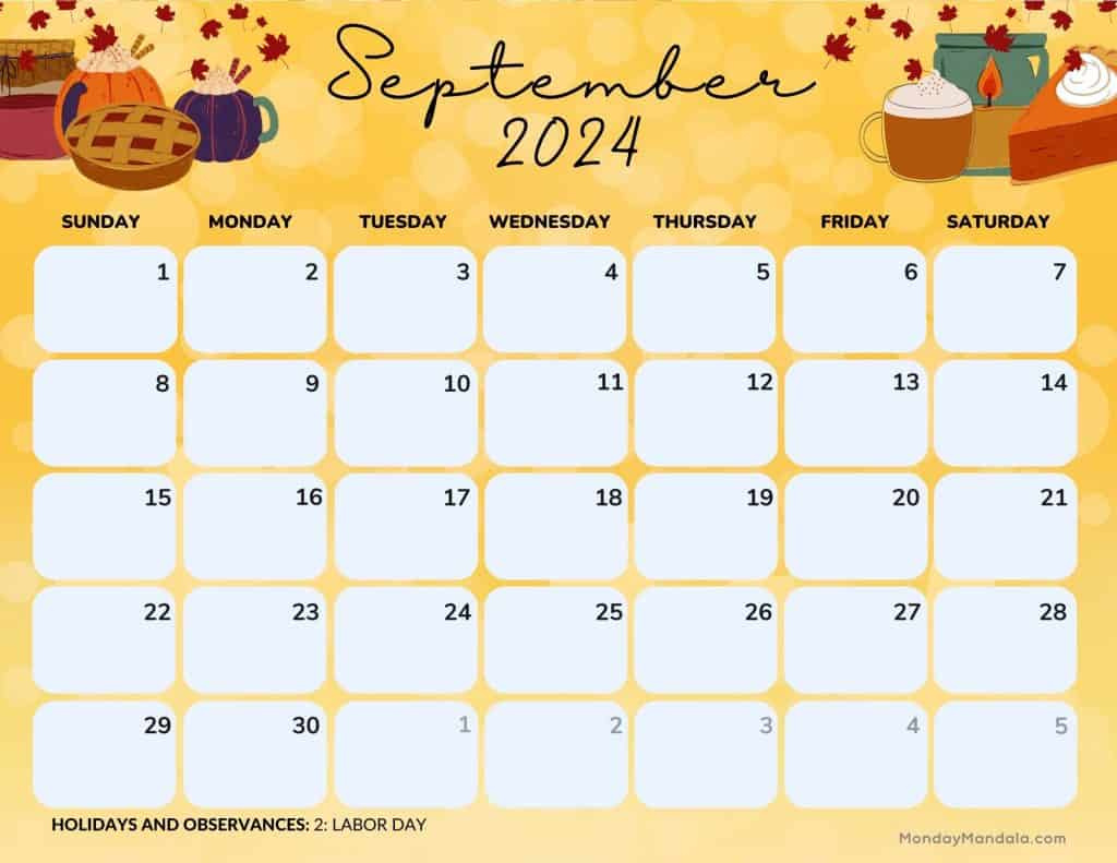 September 2024 Calendars (52 Free Pdf Printables) regarding Cute September 2024 Calendar Printable