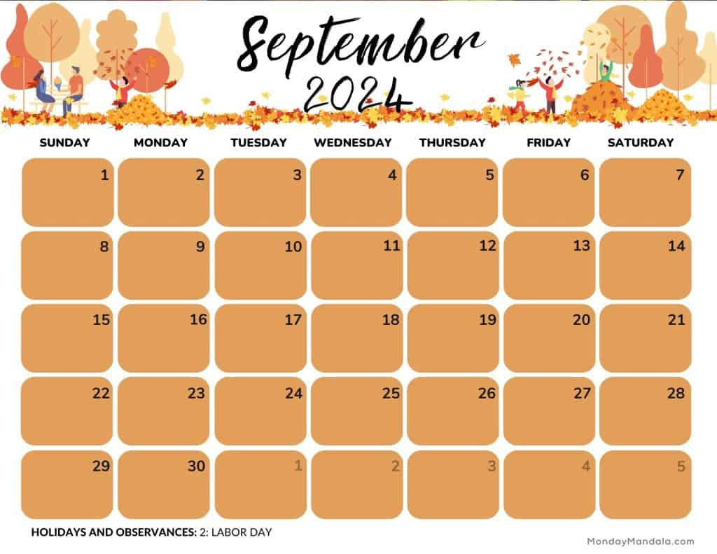 September 2024 Calendars (52 Free Pdf Printables) with September 2024 Calendar Fall