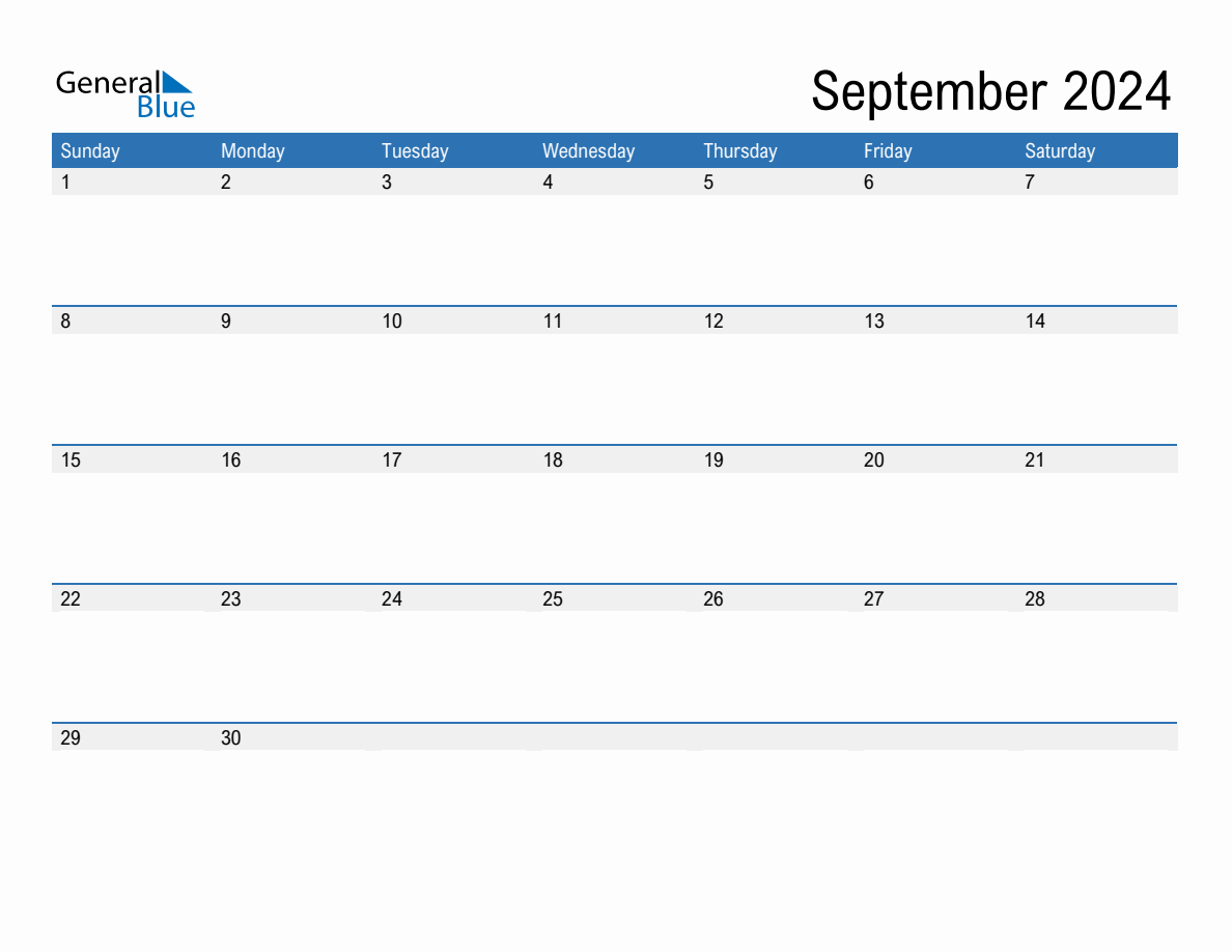 September 2024 Monthly Calendar (Pdf, Word, Excel) inside September Editable Calendar 2024