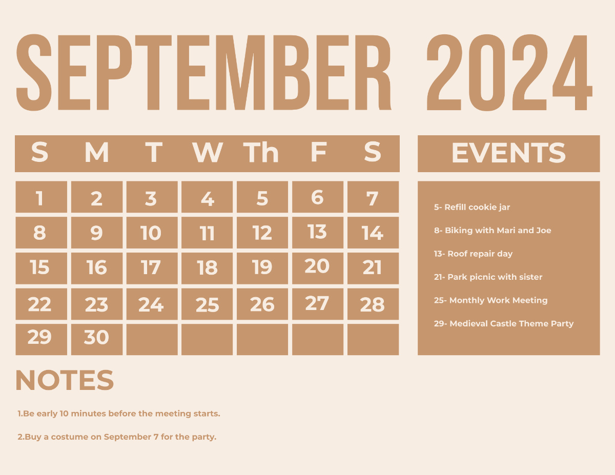 September 2024 Photo Calendar Template - Edit Online &amp;amp; Download for Calendar Of Events For September 2024